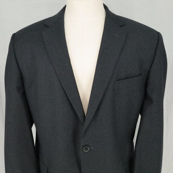 Joseph Abboud Sport Coat Mens 48R Black Micro Stripe Wool Tweed Jacket Lined - Picture 8 of 16